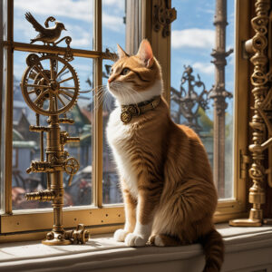 text to image cat steampank