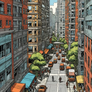 text to image city comic