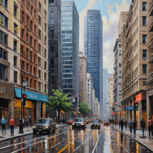 text to image city oilpainting