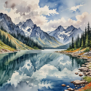 text to image landscape watercolor